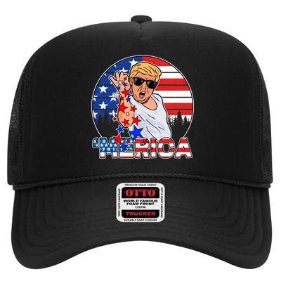 Donald Trump Merica Salt Bae High Crown Mesh Back Trucker Hat