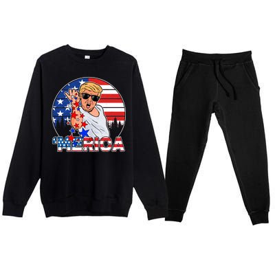 Donald Trump Merica Salt Bae Premium Crewneck Sweatsuit Set