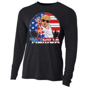 Donald Trump Merica Salt Bae Cooling Performance Long Sleeve Crew