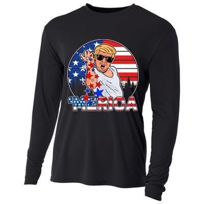Donald Trump Merica Salt Bae Cooling Performance Long Sleeve Crew