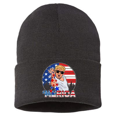 Donald Trump Merica Salt Bae Sustainable Knit Beanie