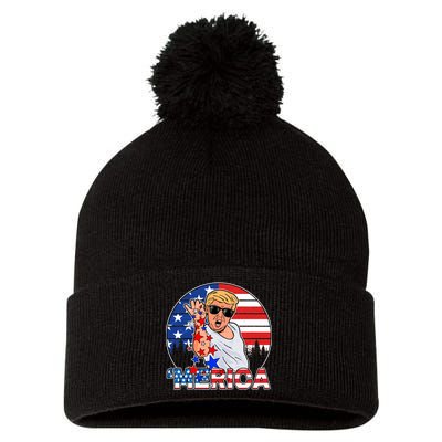 Donald Trump Merica Salt Bae Pom Pom 12in Knit Beanie