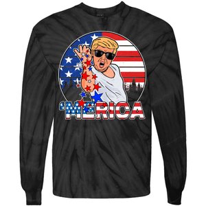 Donald Trump Merica Salt Bae Tie-Dye Long Sleeve Shirt