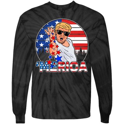 Donald Trump Merica Salt Bae Tie-Dye Long Sleeve Shirt