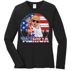 Donald Trump Merica Salt Bae Ladies Long Sleeve Shirt