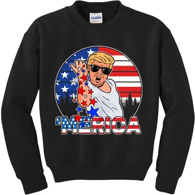 Donald Trump Merica Salt Bae Kids Sweatshirt