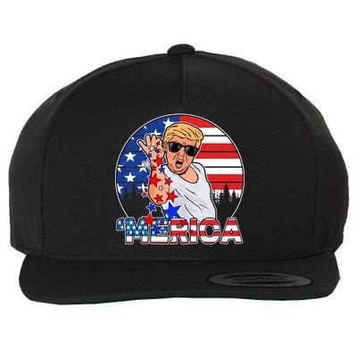 Donald Trump Merica Salt Bae Wool Snapback Cap