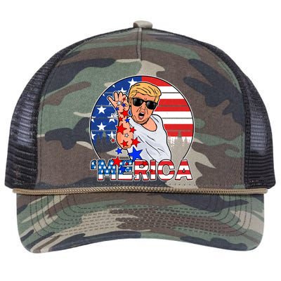 Donald Trump Merica Salt Bae Retro Rope Trucker Hat Cap