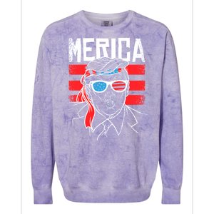 Donald Trump Merica USA Flag America Colorblast Crewneck Sweatshirt