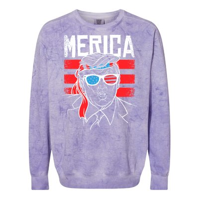 Donald Trump Merica USA Flag America Colorblast Crewneck Sweatshirt