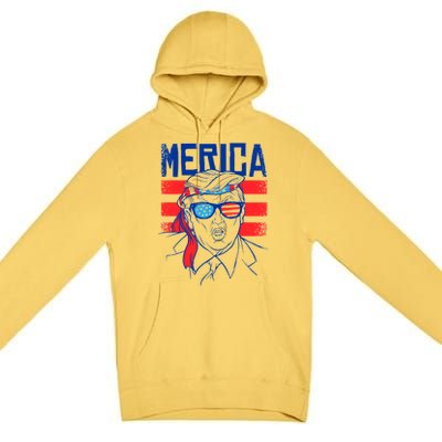 Donald Trump Merica USA Flag America Premium Pullover Hoodie