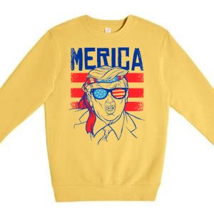 Donald Trump Merica USA Flag America Premium Crewneck Sweatshirt