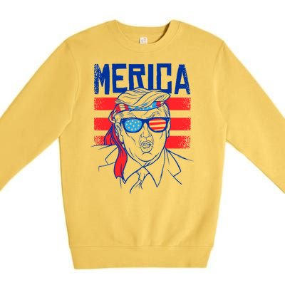 Donald Trump Merica USA Flag America Premium Crewneck Sweatshirt