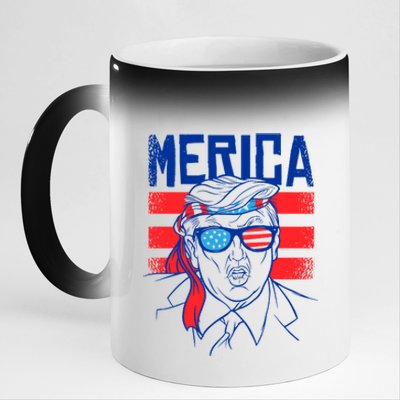 Donald Trump Merica USA Flag America 11oz Black Color Changing Mug