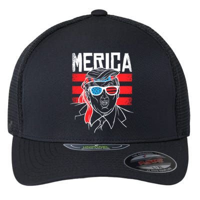 Donald Trump Merica USA Flag America Flexfit Unipanel Trucker Cap