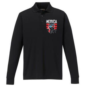 Donald Trump Merica USA Flag America Performance Long Sleeve Polo