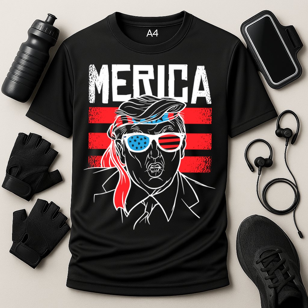 Donald Trump Merica USA Flag America Cooling Performance Crew T-Shirt