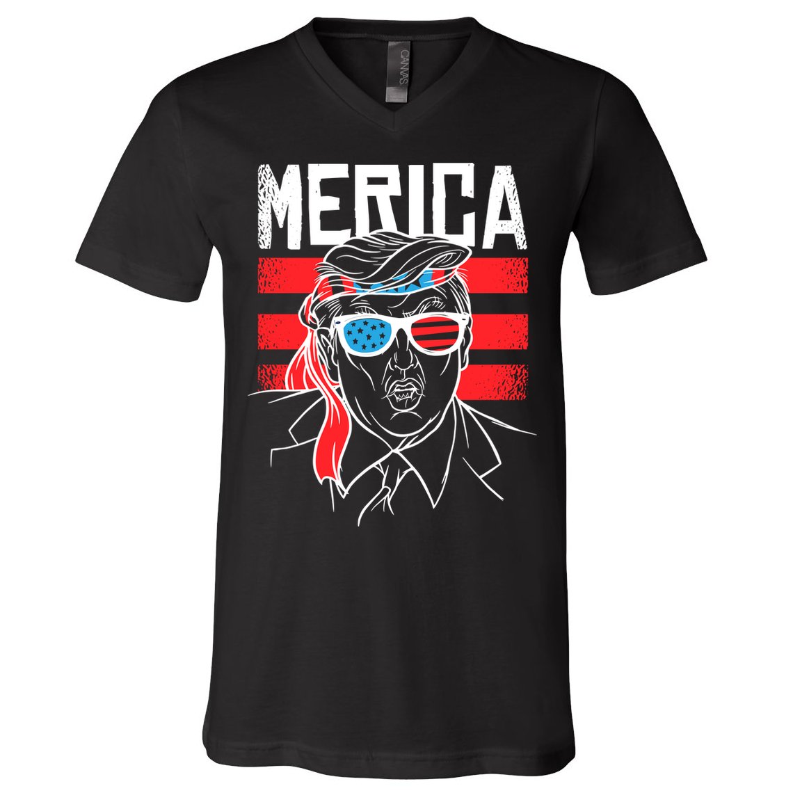 Donald Trump Merica USA Flag America V-Neck T-Shirt