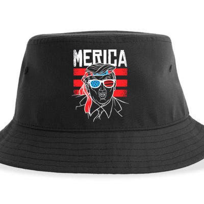 Donald Trump Merica USA Flag America Sustainable Bucket Hat