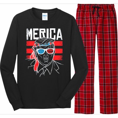 Donald Trump Merica USA Flag America Long Sleeve Pajama Set