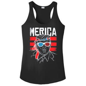 Donald Trump Merica USA Flag America Ladies PosiCharge Competitor Racerback Tank