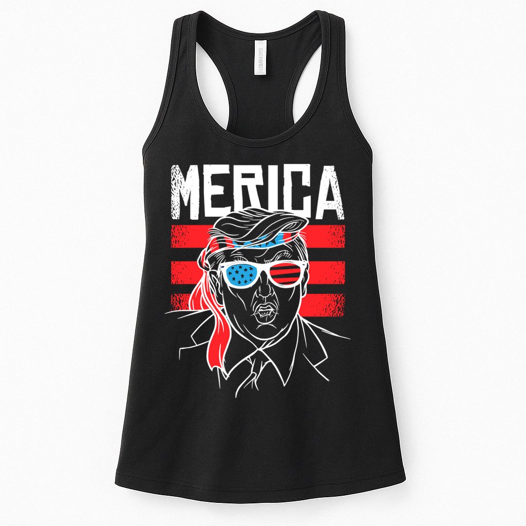 Donald Trump Merica USA Flag America Womens Tank Top
