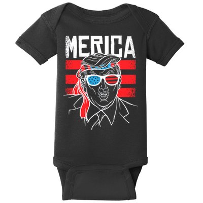 Donald Trump Merica USA Flag America Baby Bodysuit