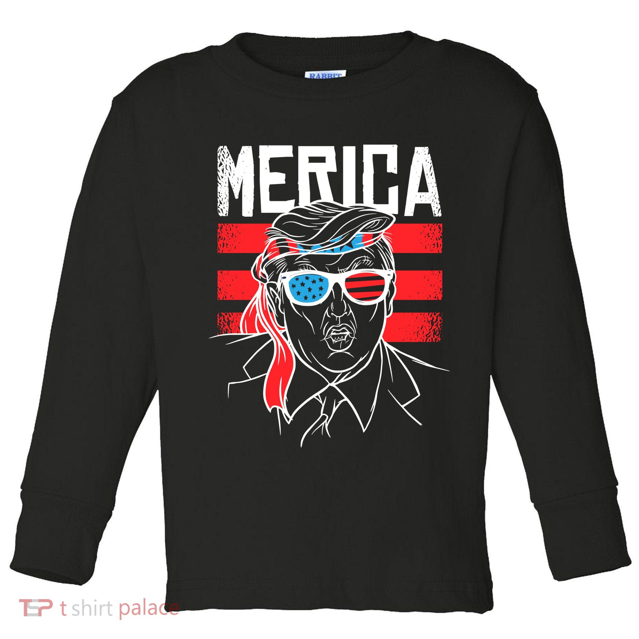 Donald Trump Merica USA Flag America Toddler Long Sleeve Shirt