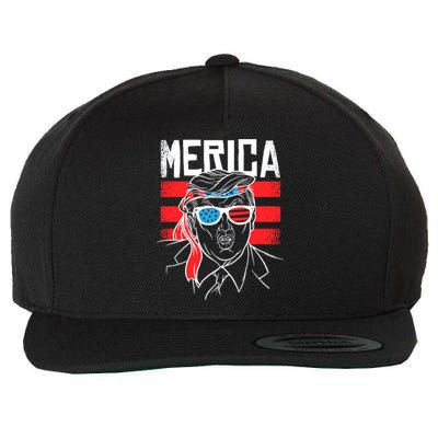 Donald Trump Merica USA Flag America Wool Snapback Cap