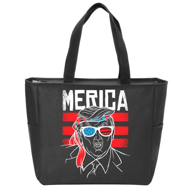 Donald Trump Merica USA Flag America Zip Tote Bag