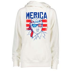 Donald Trump Merica USA Flag America Womens Funnel Neck Pullover Hood