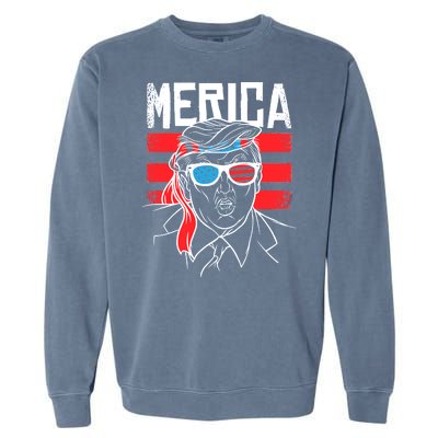 Donald Trump Merica USA Flag America Garment-Dyed Sweatshirt