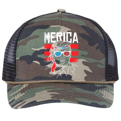 Donald Trump Merica USA Flag America Retro Rope Trucker Hat Cap