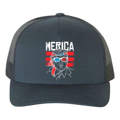 Donald Trump Merica USA Flag America Yupoong Adult 5-Panel Trucker Hat