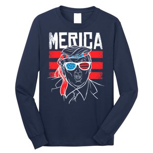 Donald Trump Merica USA Flag America Long Sleeve Shirt