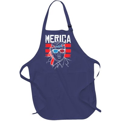 Donald Trump Merica USA Flag America Full-Length Apron With Pockets