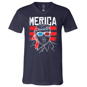 Donald Trump Merica USA Flag America V-Neck T-Shirt