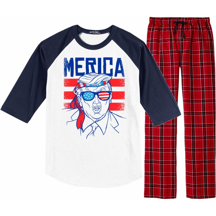 Donald Trump Merica USA Flag America Raglan Sleeve Pajama Set