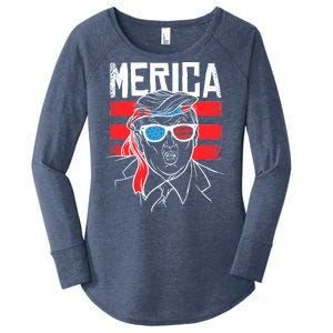 Donald Trump Merica USA Flag America Women's Perfect Tri Tunic Long Sleeve Shirt