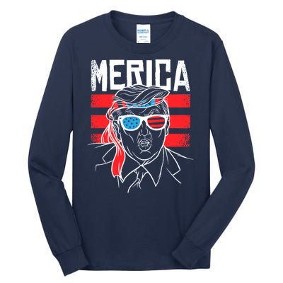 Donald Trump Merica USA Flag America Tall Long Sleeve T-Shirt