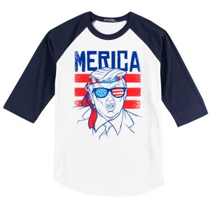 Donald Trump Merica USA Flag America Baseball Sleeve Shirt