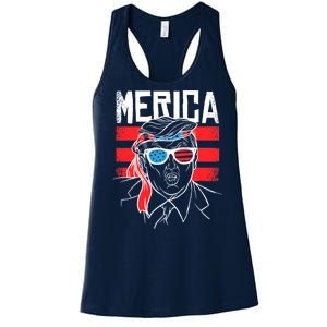 Donald Trump Merica USA Flag America Women's Racerback Tank