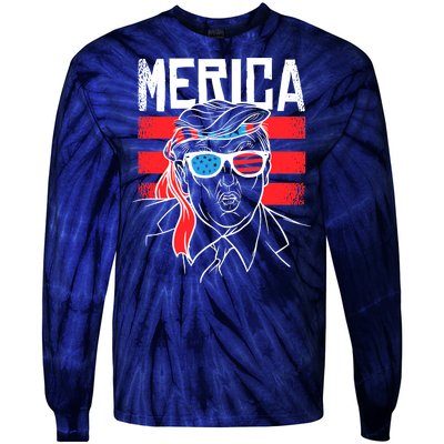 Donald Trump Merica USA Flag America Tie-Dye Long Sleeve Shirt