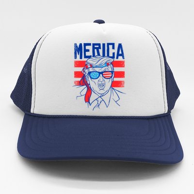 Donald Trump Merica USA Flag America Trucker Hat