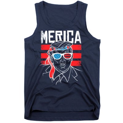 Donald Trump Merica USA Flag America Tank Top