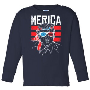 Donald Trump Merica USA Flag America Toddler Long Sleeve Shirt