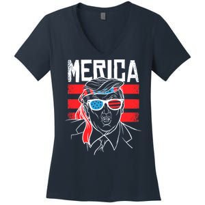 Donald Trump Merica USA Flag America Women's V-Neck T-Shirt