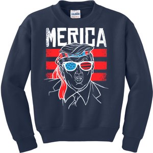 Donald Trump Merica USA Flag America Kids Sweatshirt