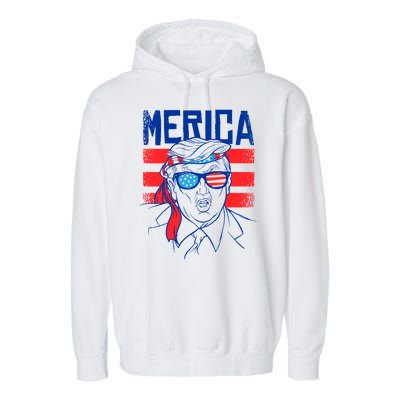 Donald Trump Merica USA Flag America Garment-Dyed Fleece Hoodie