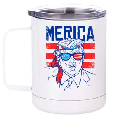 Donald Trump Merica USA Flag America 12 oz Stainless Steel Tumbler Cup